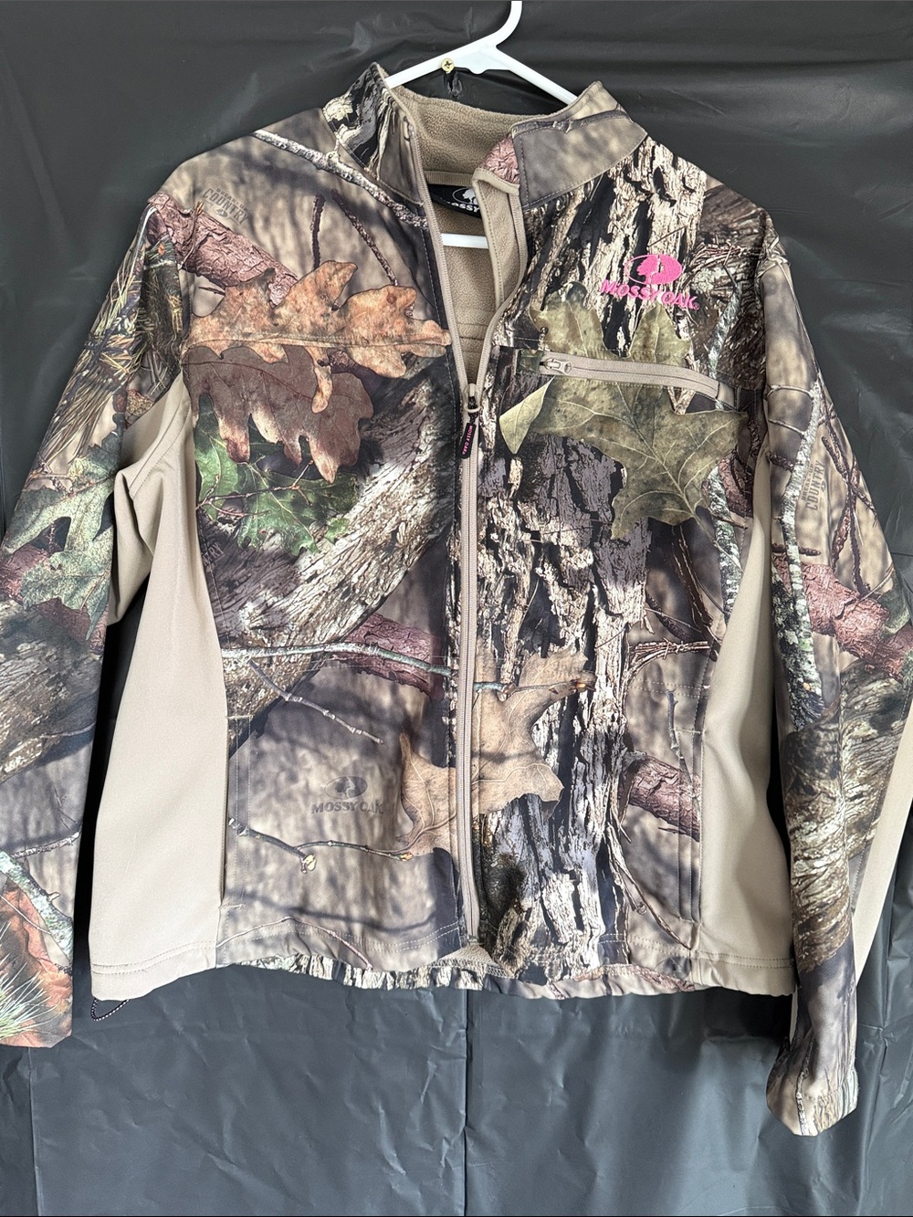 Mossy Oak Kids' Camo Jacket - Brown/Green/Tan with Pink Logo